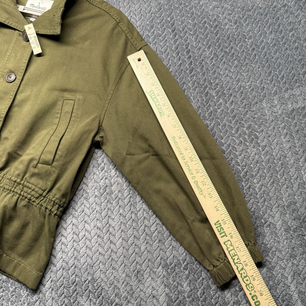 Madewell Jacket Women's XS Olive Green Utility Peplum Button Cotton Blend Light - Picture 9 of 9